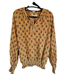 Porridge Anthropologie Elisabeth Peasant Blouse Mustard Yellow, M